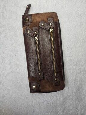 Hype Womens Brown Leather Zip Wallet - Dual-Zipper Design